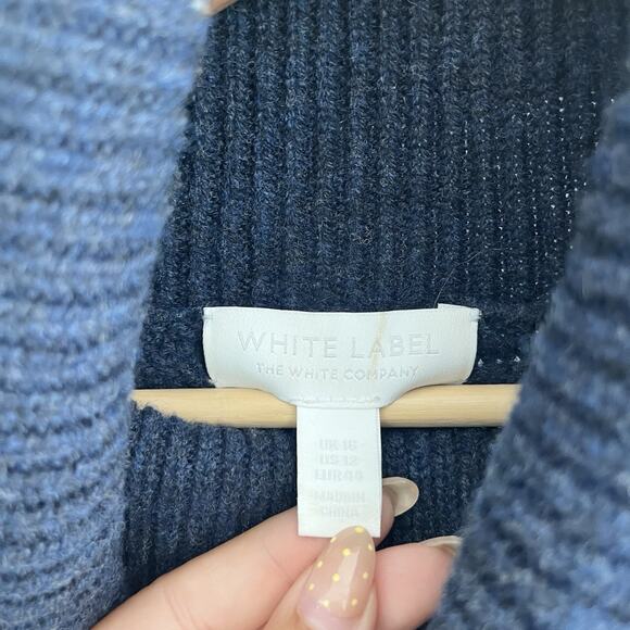 The White Company Navy Blue Polo Neck Batwing Sleeve Sweater Size US 12 153237 - Picture 3 of 3